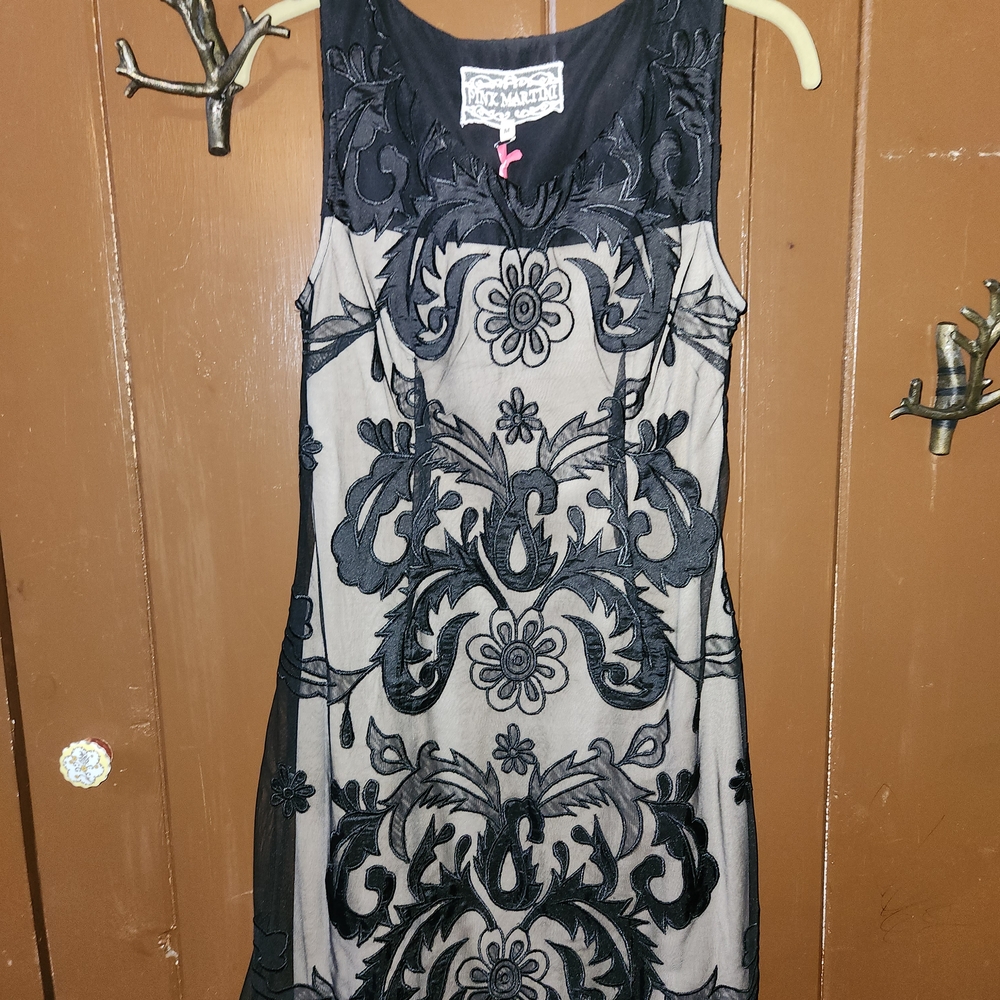 Pink Martini Black and Cream Floral Mini Dress